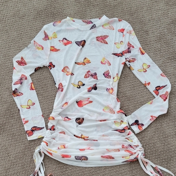 Women's Long Sleeves Printed Mesh Bodycon Dress, Clubwear - Picture 3 of 11